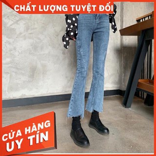 QUẦN JEANS LOE LỬNG NỐI ỐNG CHÉO- hình thật trải sàn
