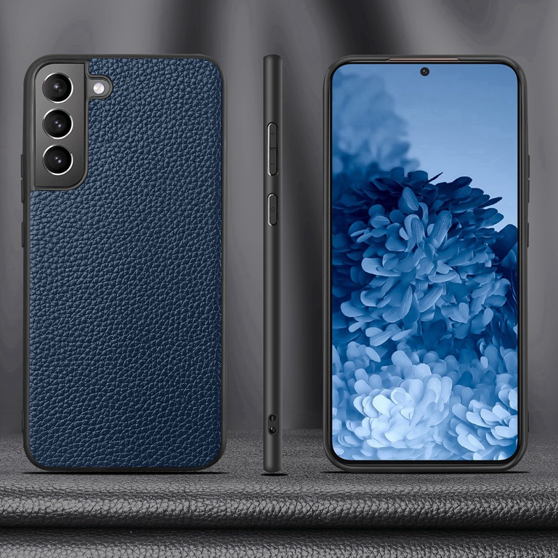 Ốp Điện Thoại Da Bò Thật Họa Tiết Vân Trái Vải Cho Samsung Galaxy S22 S23 Ultra Plus