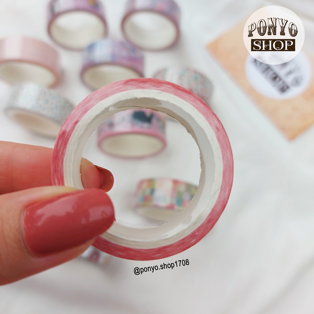 Băng dính washi tape lẻ - Chủ đề Unicorn & Pattern