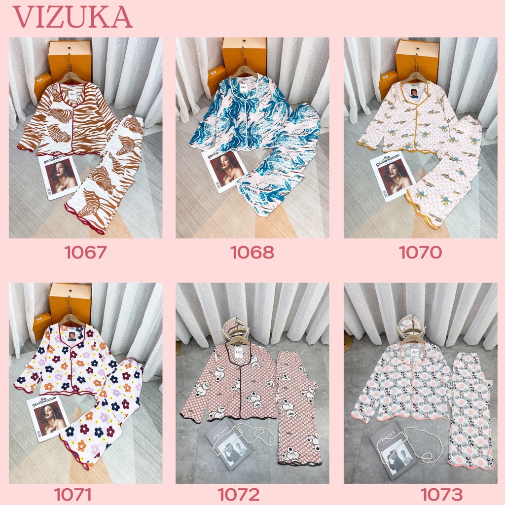 Đồ bộ nữ dễ thương lụa dài tay pijama mặc nhà VIZUKA