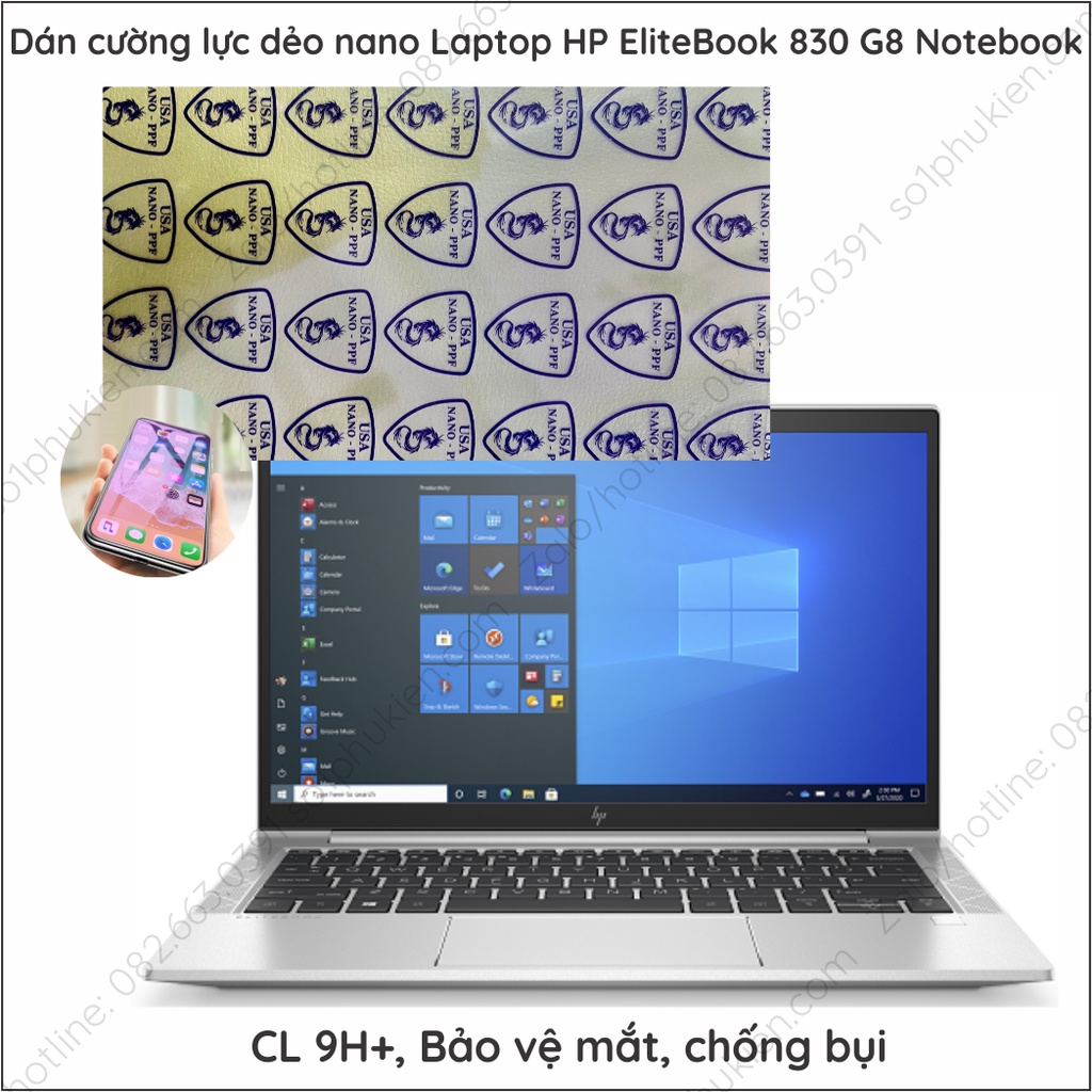 Dán cường lực màn hình Laptop HP EliteBook 830 G8 Notebook dẻo nano trong suốt, chống loá, bảo vệ mắt chuẩn 9H+