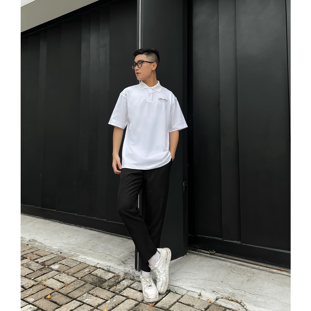 Áo Polo Basic Nam/Nữ vải cá sấu 100% cotton thoáng mát - Trắng