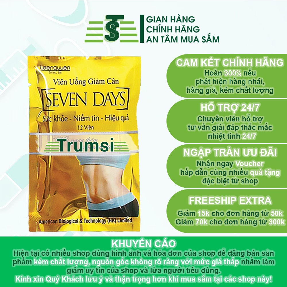 Viên uống giảm cân Seven days giúp đào thải mỡ thừa giảm cảm giác thèm ăn nhanh chóng an toàn hiệu quả ngay tại nhà