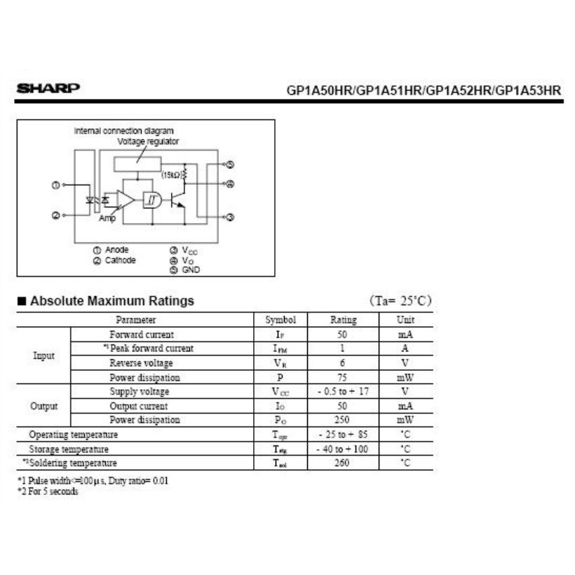 Cảm biến quang chử U 1A51HR/GP1A51HR Sharp Photointerrupter / Photoelectric switch Sharp GP1A51HR