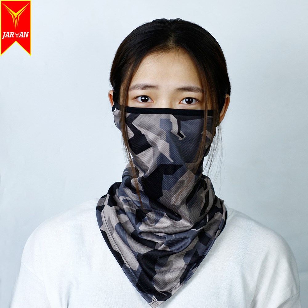 Khăn đa năng tam giác JARVAN2 chống nắng,chống bụi tiện dụng, mẫu đeo tai chắc chắn- Màu Lính Xám
