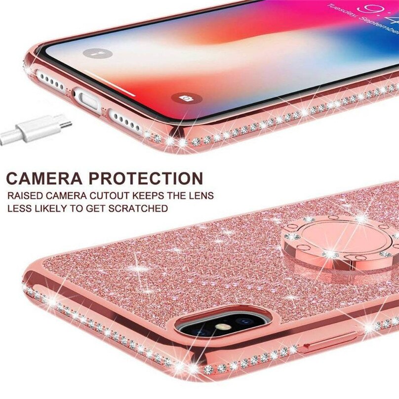 Ốp Lưng Kim Tuyến Có Nhẫn Móc Cho Điện Thoại iphone 12 pro max 11 13 14 15 plus 7 plus 8 xs max xr x