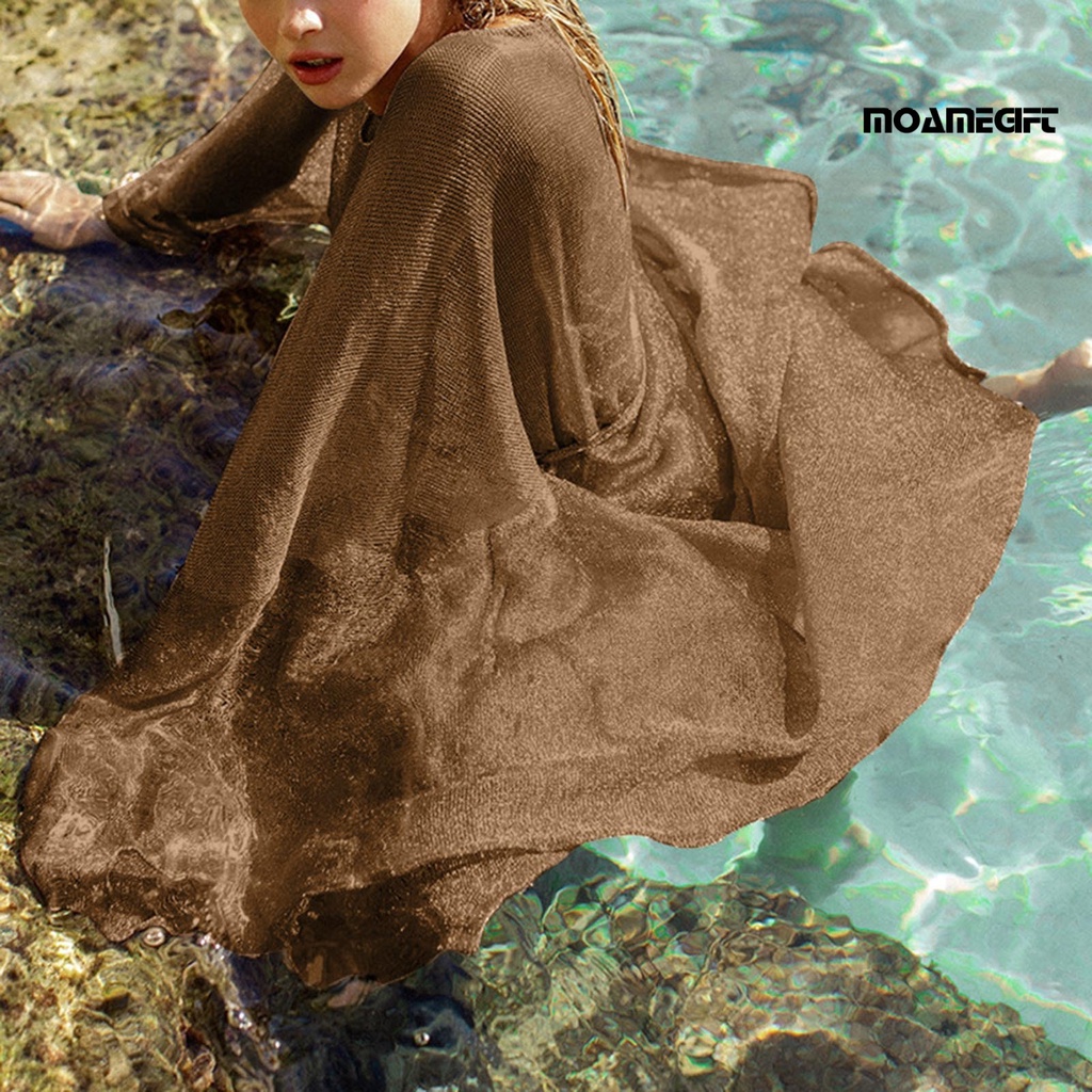 Áo Khoác Cardigan Tay Dài Chống Nắng Phối Lưới Sáng Bóng Thời Trang Đi Biển Cho Nữ