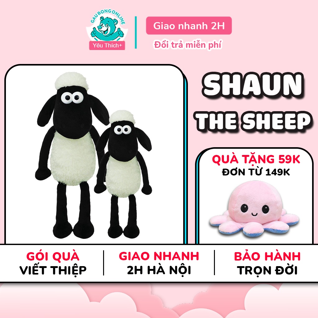 [Mã SKAMLSC095 giảm 10% tối đa 70K đơn 100K] Cừu bông Shaun The Sheep lông xoắn kích thước 50-65cm Gấu Bông Online