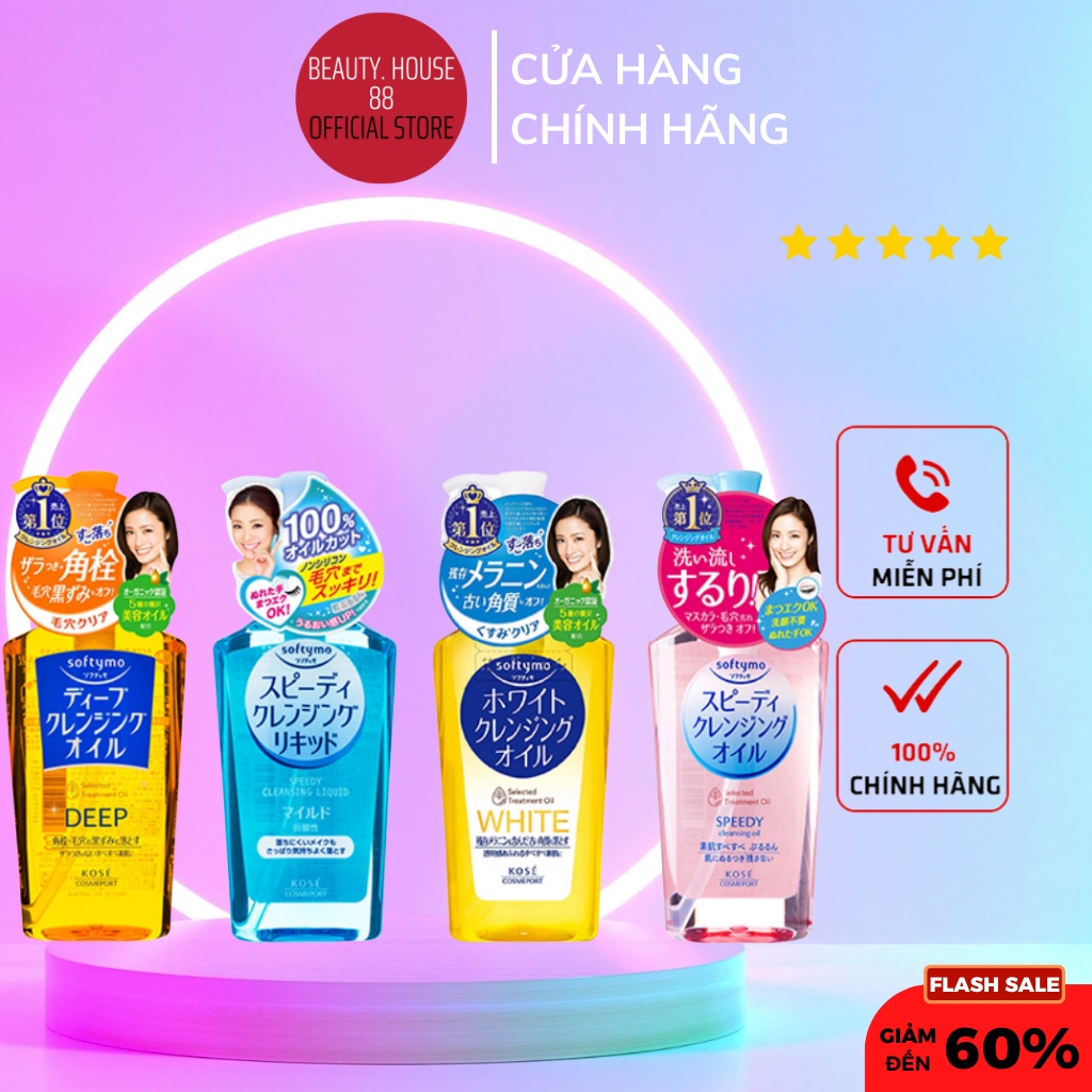 Dầu tẩy trang Kose Softymo Deep Cleansing Oil 230ml (nội địa Nhật) - Vàng
