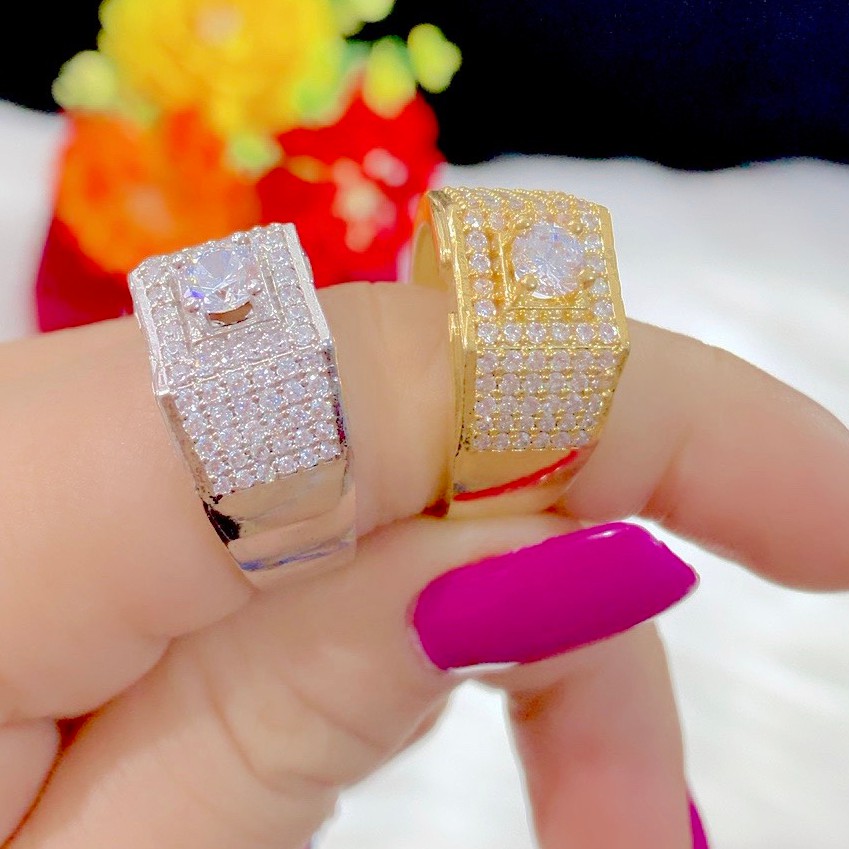 Nhẫn Đá Nam💎𝑭𝑹𝑬𝑬𝑺𝑯𝑰𝑷 💎 Nhẫn Nam Hàng Thiết Kế Trắng Sáng