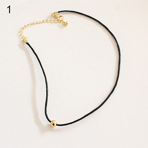 Vòng cổ choker giả da phối hạt thời trang