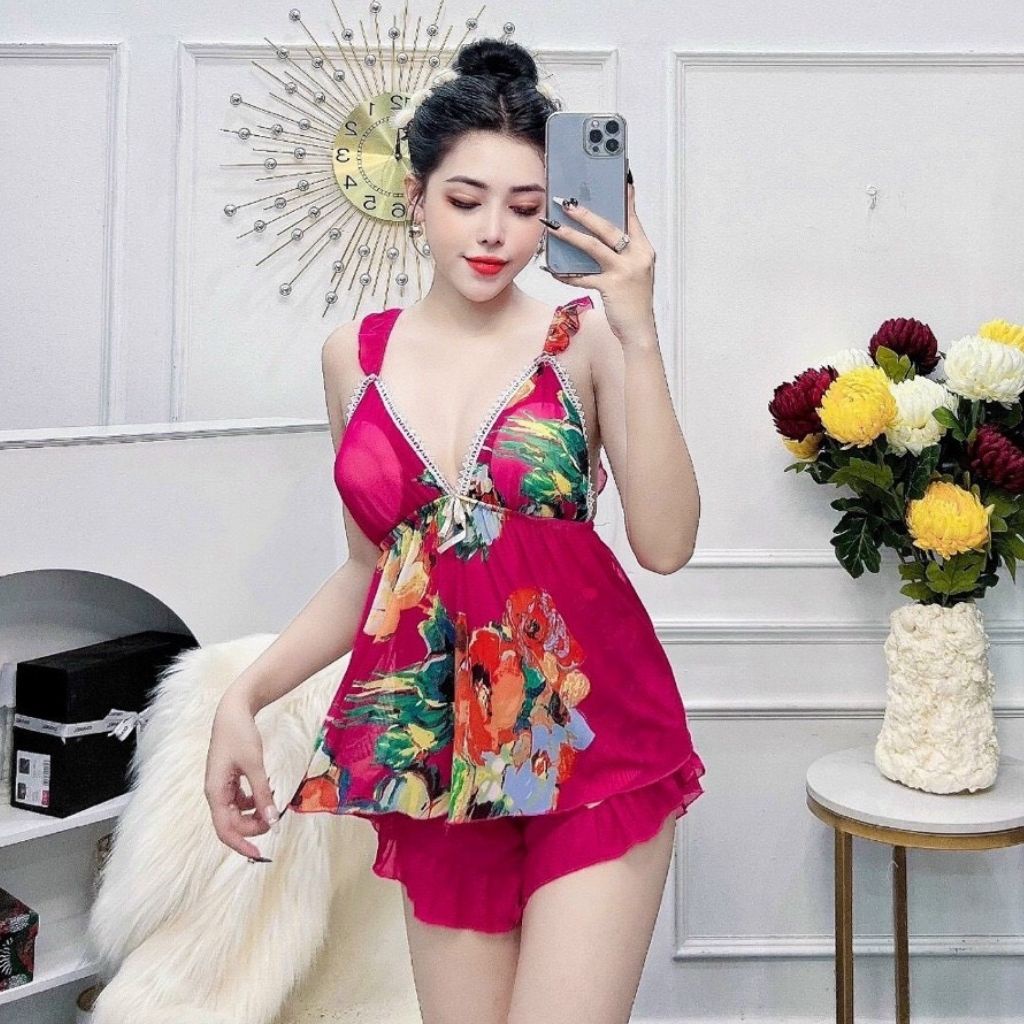 Đồ ngủ nữ Đồ ngủ BÒ SỮA sexy lụa Satin cao cấp mềm mại xinh xắn