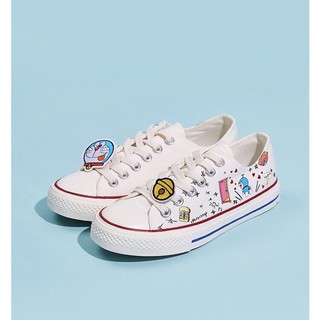 Giày Sneaker Trắng Viền Đỏ Doremon Doraemon