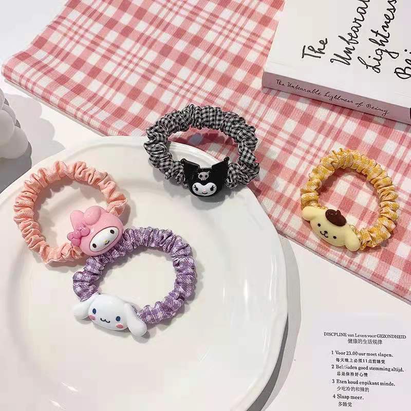 Dây Cột Tóc Hình Tròn Cỡ Lớn In Họa Tiết Hoa / Chú Heo Dễ Thương Thời Trang Cho Nữ