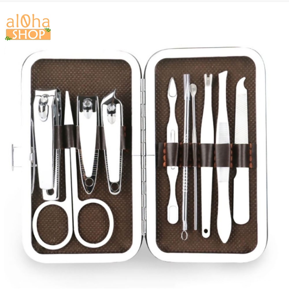 Bộ làm móng 10 món - bấm, cắt móng tay, lấy ráy tai Nail Clipper thép không gỉ