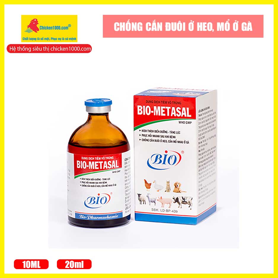 Bio Metasal 100ml chống cắn đuôi ở heo và cắn mổ ở gà