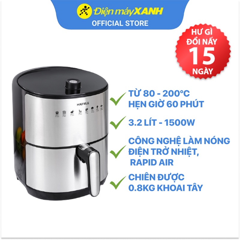 [Mã ELHADEV giảm 4% đơn 300K] Nồi chiên không dầu Hafele AF-68A 3.2 lít