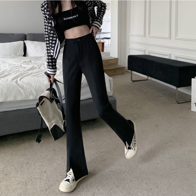 QADCOL Quần Dài Lưng Cao Màu Sắc Thanh Lịch Cho Nữ