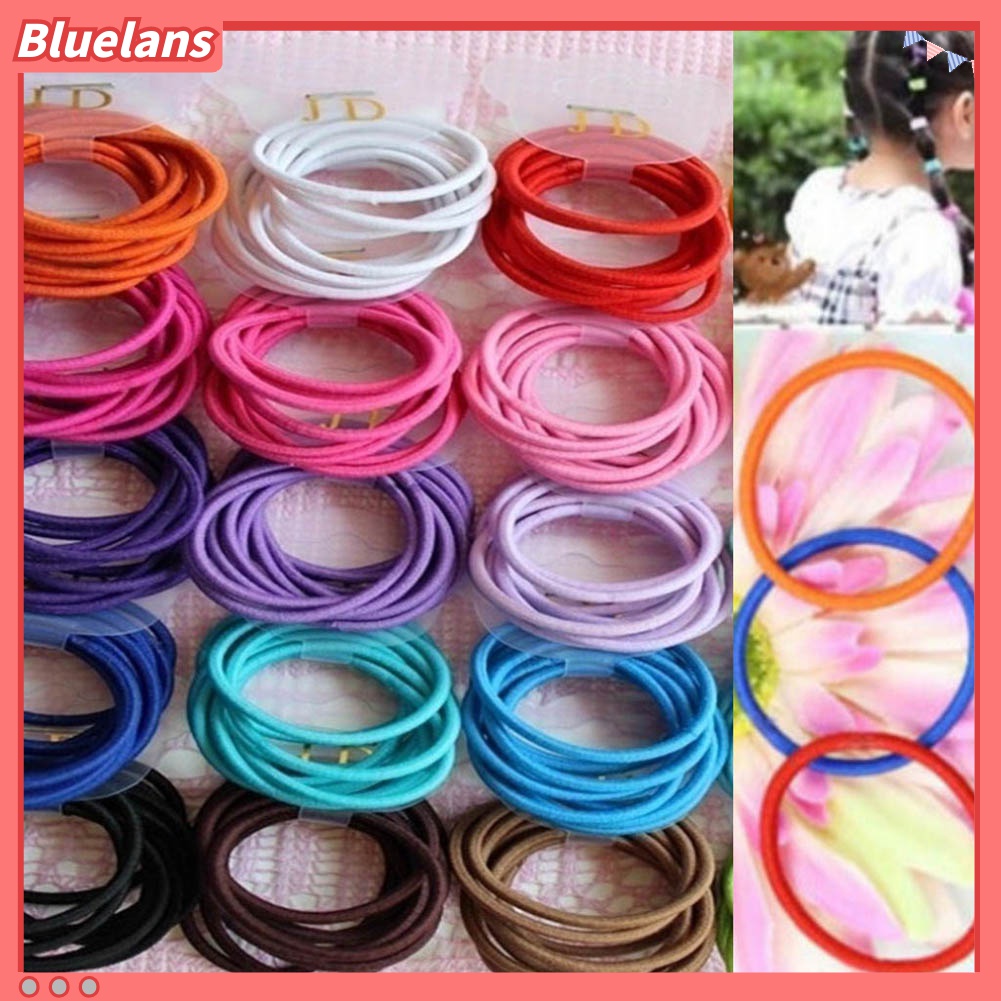 Set 10 Dây Buộc Tóc Co Dãn Màu Trơn Cho Bé Gái