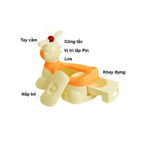 Bô vệ sinh cho bé Kanemo bô trẻ em hình thỏ có nhạc dễ thương 5453