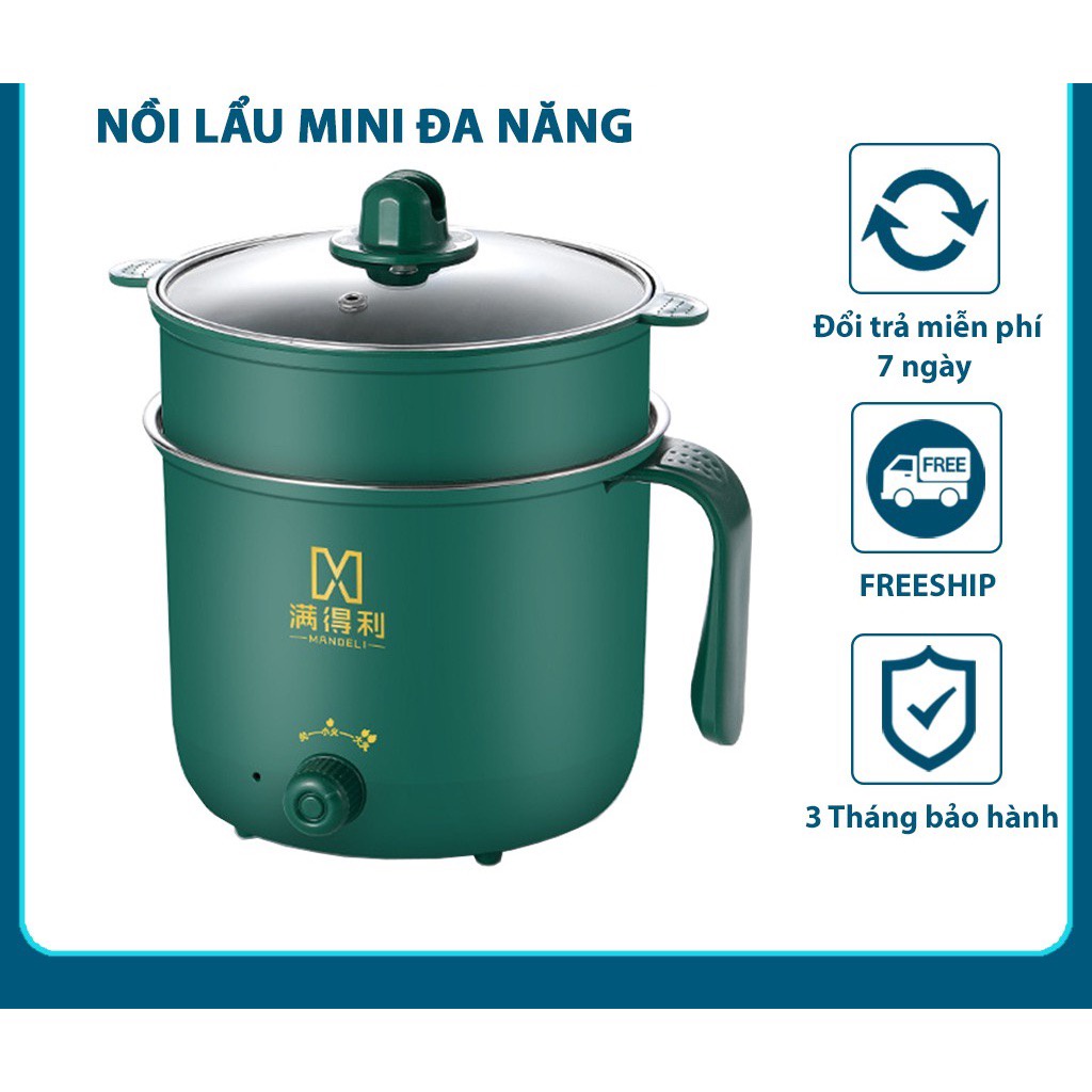 Nồi Lẩu Điện Mini Kiêm Nấu Cơm Đa Năng Chống Dính 1.8L