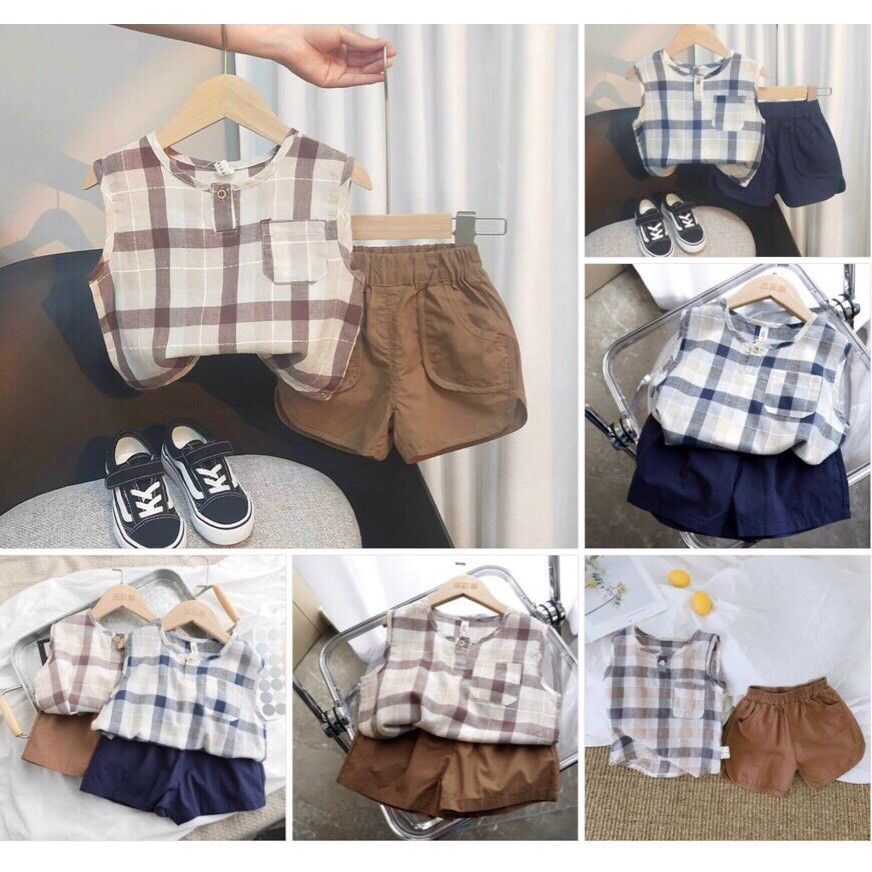 Bộ sát nách bé trai phong cách Hàn Quốc