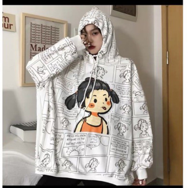(freship đơn 100k) Áo hoodie cô gái in toàn thân KT12 ( kèm ảnh thật )