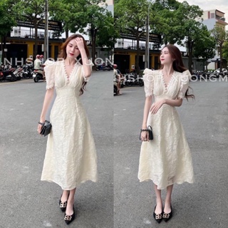 Đầm maxi ren kem dáng dài