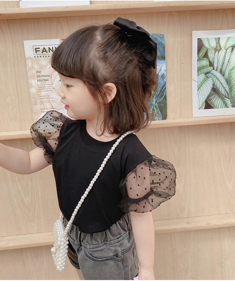 Áo Kiểu Tay Phồng Ngắn Thời Trang Xinh Xắn Cho Bé Gái