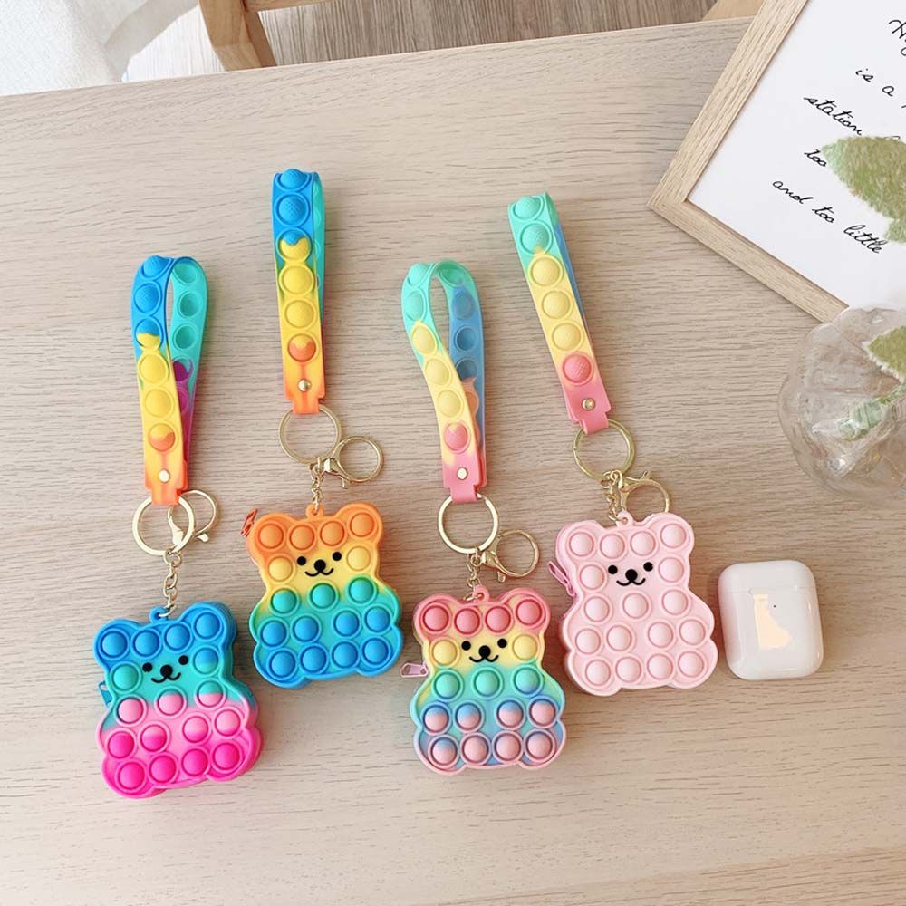 Túi đựng tiền xu mini bằng silicon có móc khóa hình phi hành gia xương rồng dễ thương
