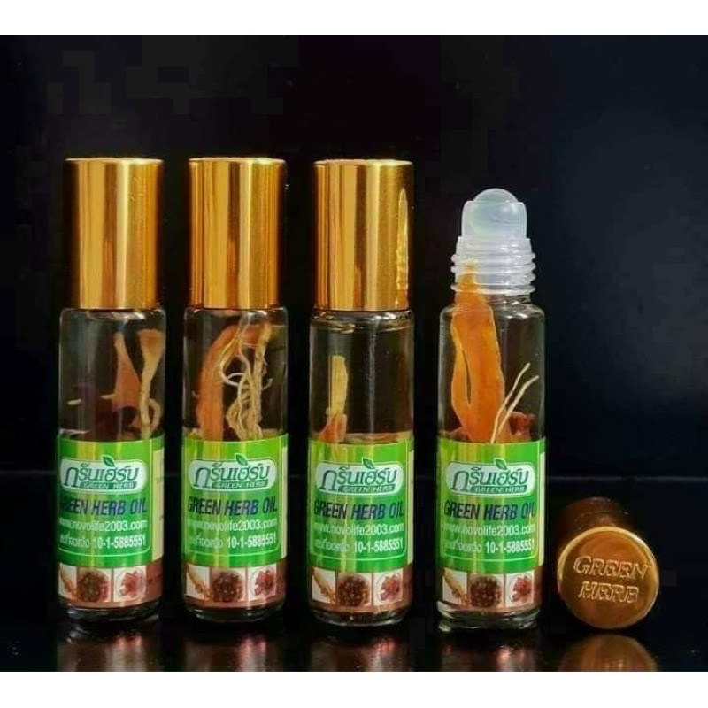 Bill Thái-01 Chai Dầu Lăn, Dầu Nhân Sâm Ginseng Green Herb Oil 8ml Thái Lan