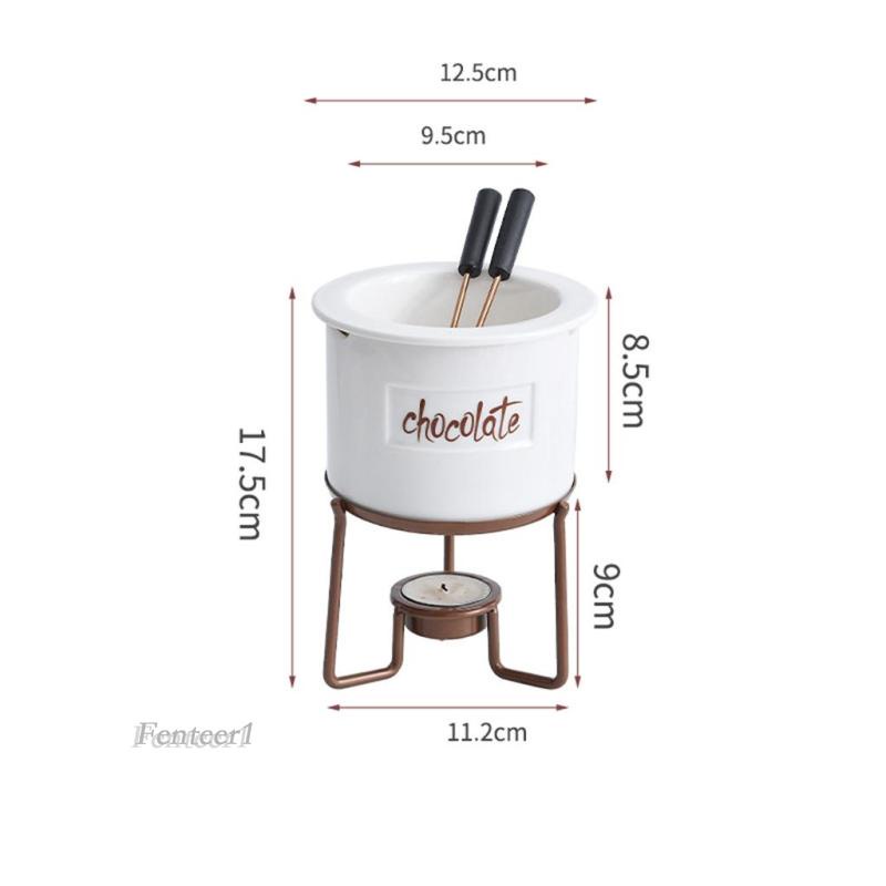 1 [Fenteer] Set 6 Nồi Nấu Tan Chảy Socola Bằng Sứ Màu Trắng Dùng Cho Tiệc Tại Nhà DIY