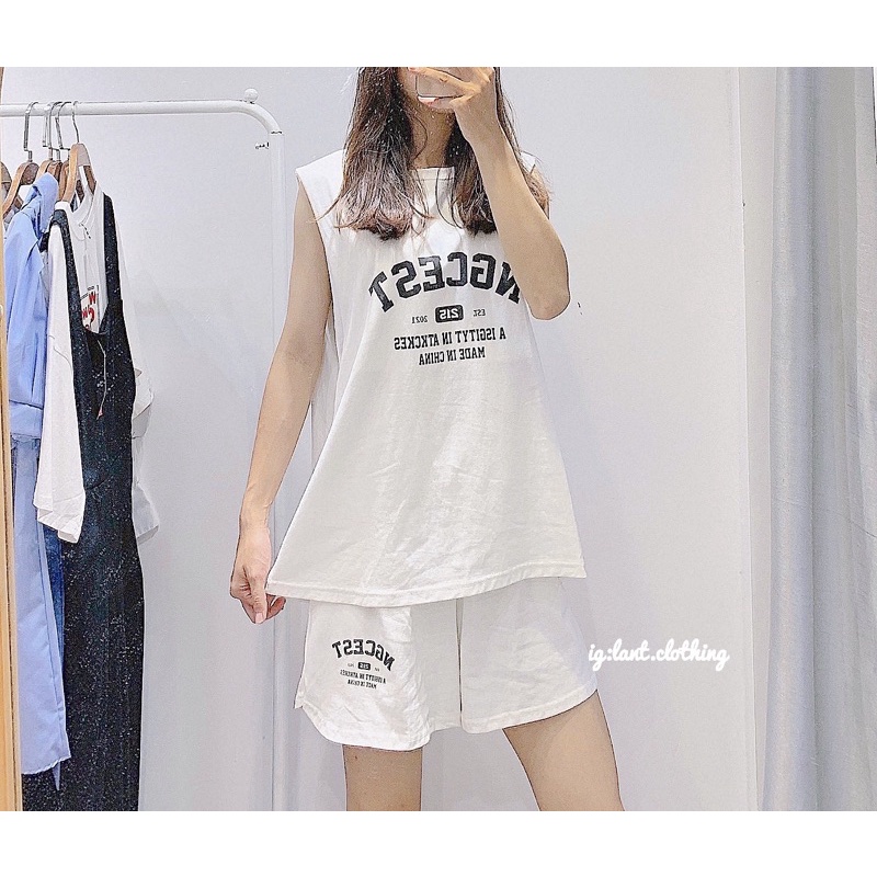 set tank top chữ kèm bra may liền | BigBuy360 - bigbuy360.vn