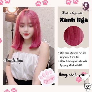 Thuốc nhuộm tóc Hồng Đào/ Hồng Trà Sữa/ Hồng đỏ / Hồng Cánh Sen cần Tẩy tóc, kèm oxy trợ nhuộm Xanhliga