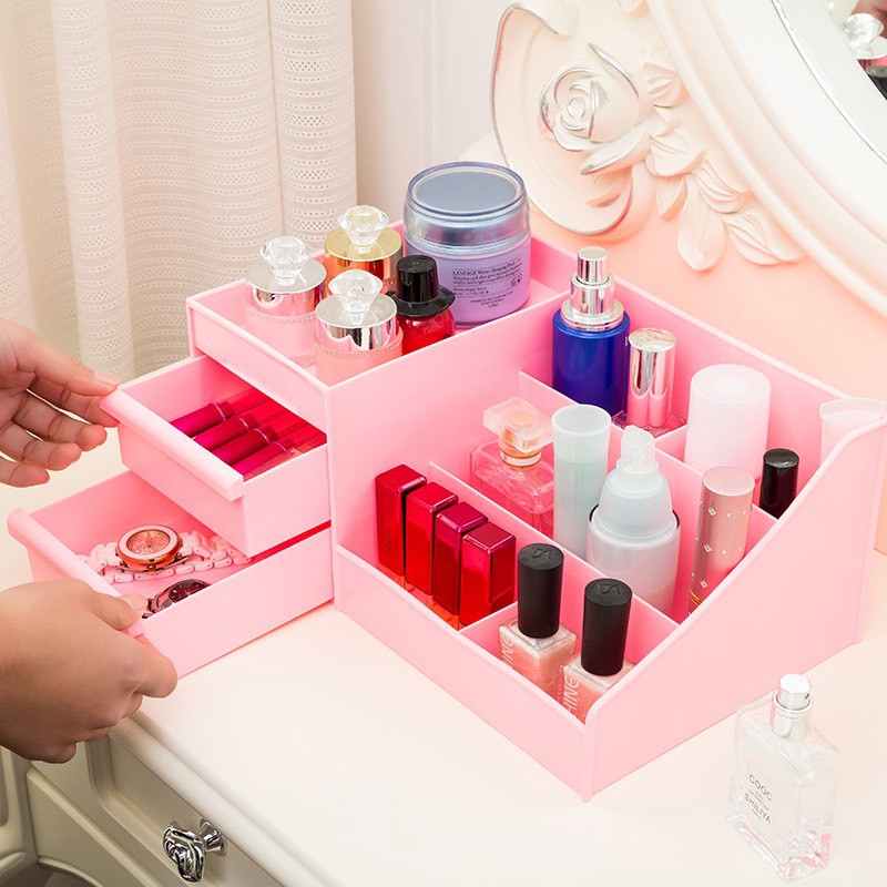 Kệ đựng mỹ phẩm có 2 ngăn kéo sắp xếp bàn trang điểm | BigBuy360 - bigbuy360.vn
