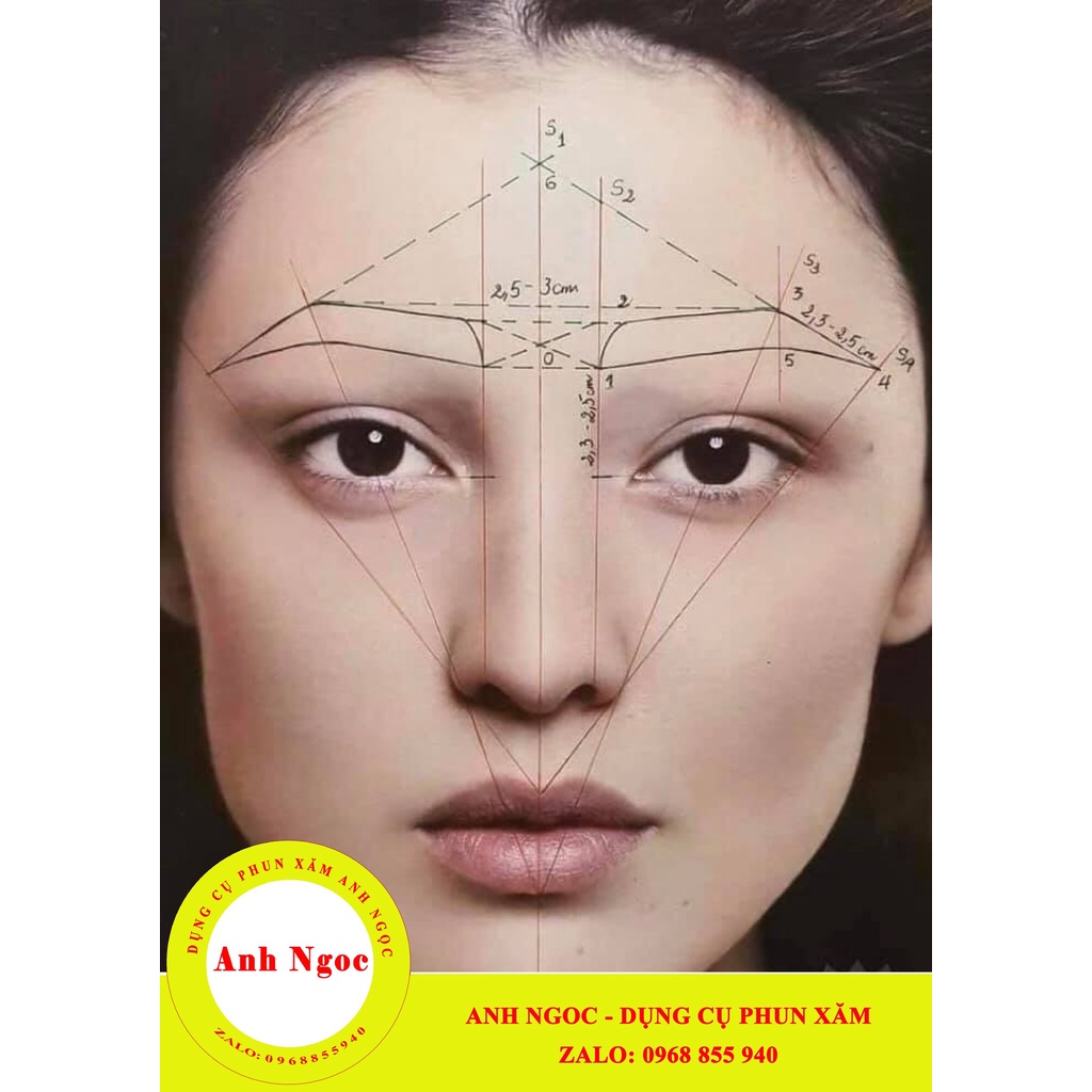 Giấy tập vẽ dáng lông mày phong thủy | 50 mặt in màu, đen trắng khác nhau | Dụng cụ phun xăm