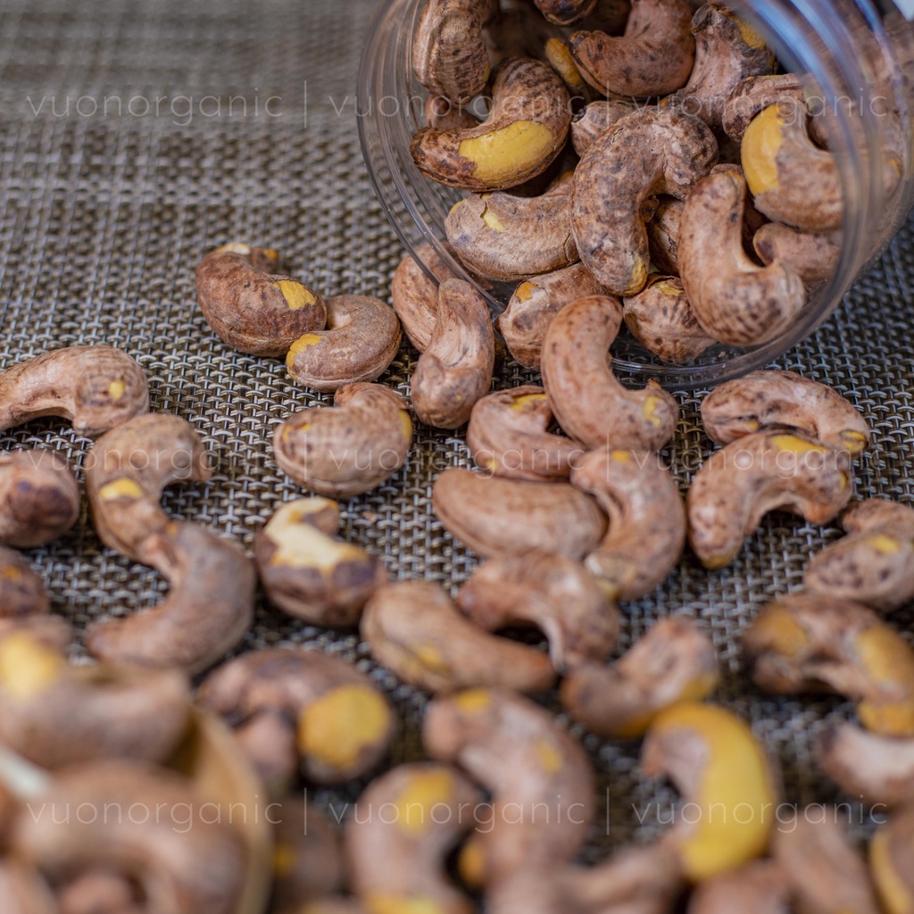 HẠT ĐIỀU RANG MUỐI BÌNH PHƯỚC NGUYÊN HẠT CÒN VỎ LỤA, HẠT DINH DƯỠNG, ĂN VẶT, ĂN KIÊNG, EATCLEAN VƯỜN ORGANIC 500GR