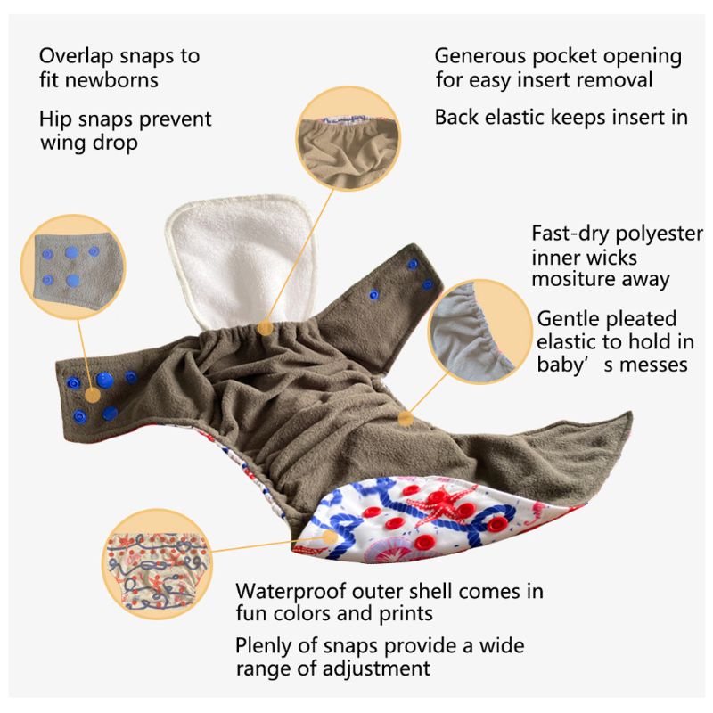 Bỉm Bằng Vải Tre Thoáng Khí Chống Thấm Nước Có Thể Tái Sử Dụng