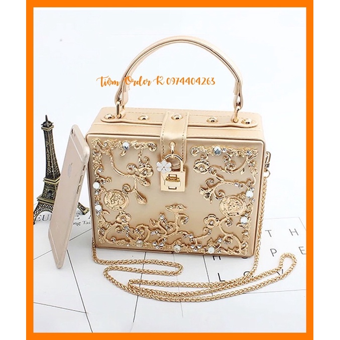 ♥️Túi Xách Da Viền Ngọc(ảnh thật)3 Màu 19x15x8cm