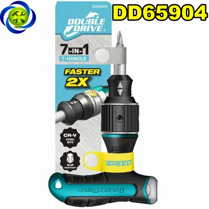 Tua vít đổi đầu chữ T nhân đôi tốc độ Double Drive DD65904 có 7 chi tiết