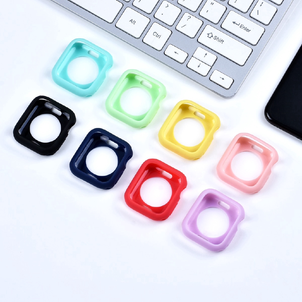 Ốp silicone mềm màu trơn cho đồng hồ thông minh Apple 42mm 38mm 40mm 44mm Iwatch Series 5 3 2 1