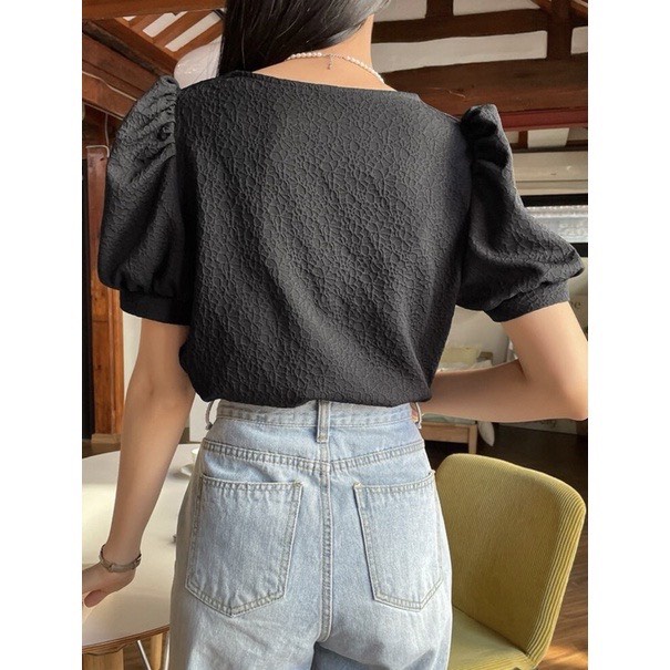 Áo Sơ Mi Cổ Vuông Tay Phồng -AO004