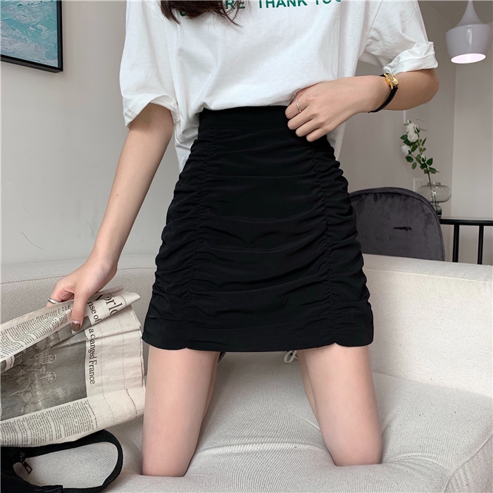 Chân váy nhún kiểu dáng chữ a phong cách hàn quốc 2 màu trắng đen