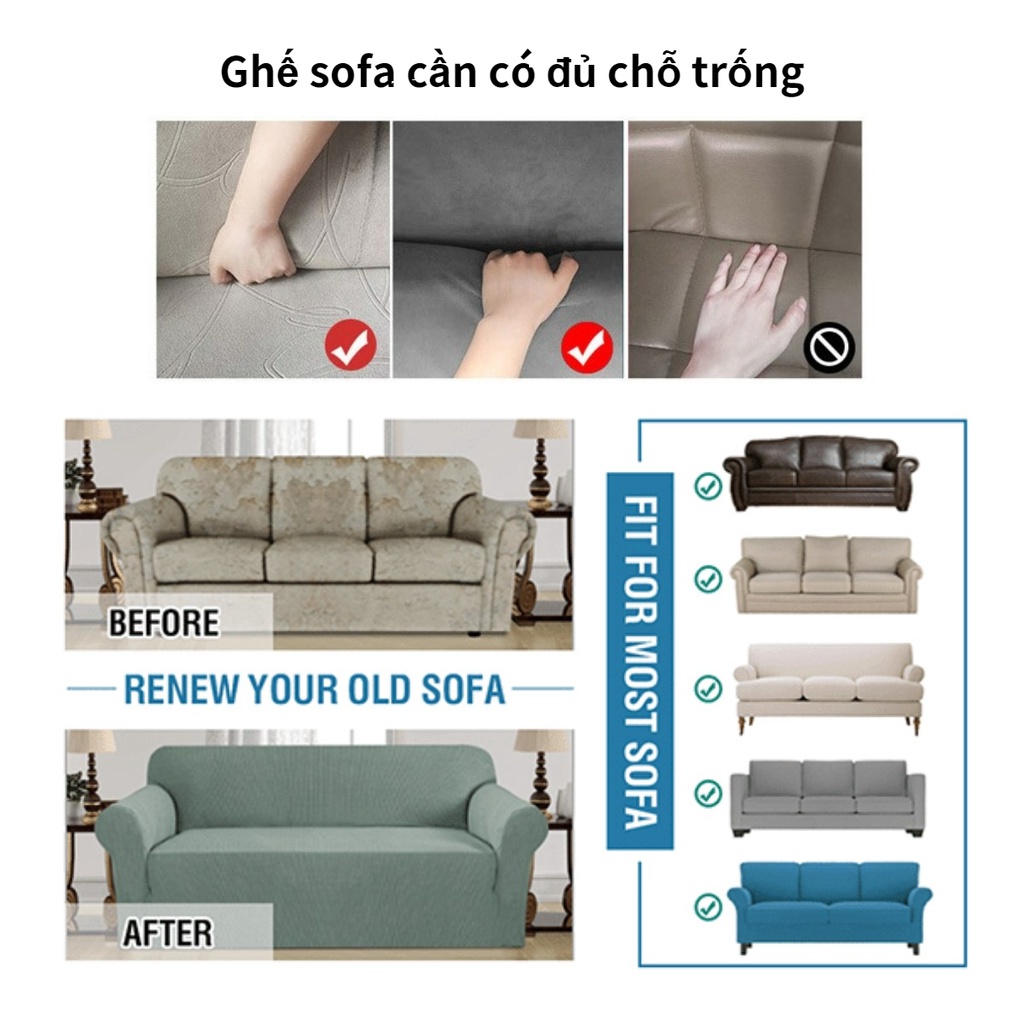 Bọc sofa vỏ bọc đệm ghế sofa 1 / 2 / 3 / 4 mềm mại co dãn chống thấm trơn trượt