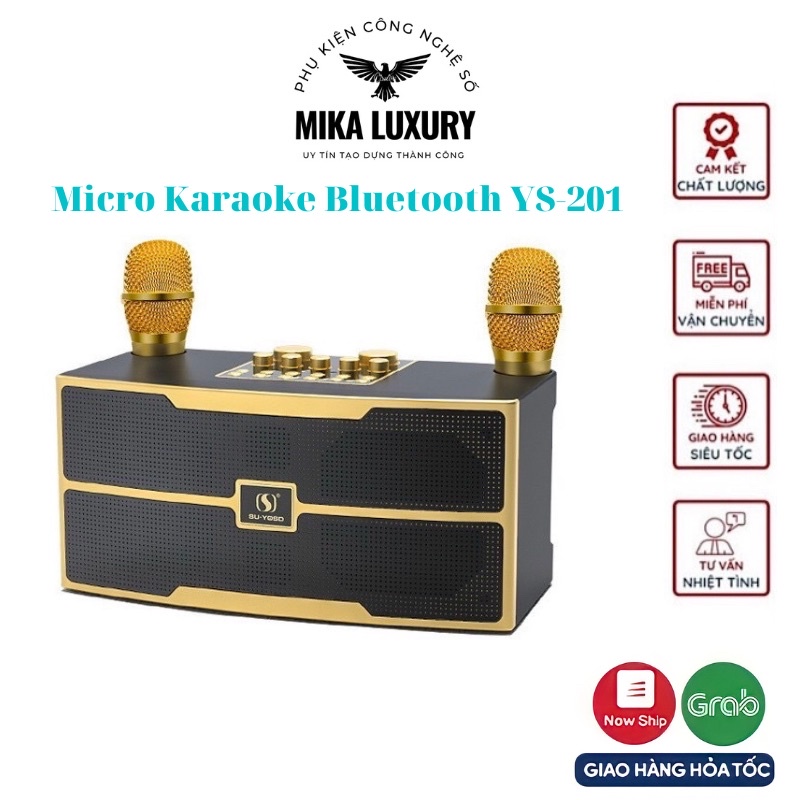 Loa Kèm Micro  Karaoke Bluetooth YS-201 Bass Siêu Trầm Công Suất 35W Tặng Kèm 2 Chiếc Micro Cầm Tay Bảo Hành 06 Tháng
