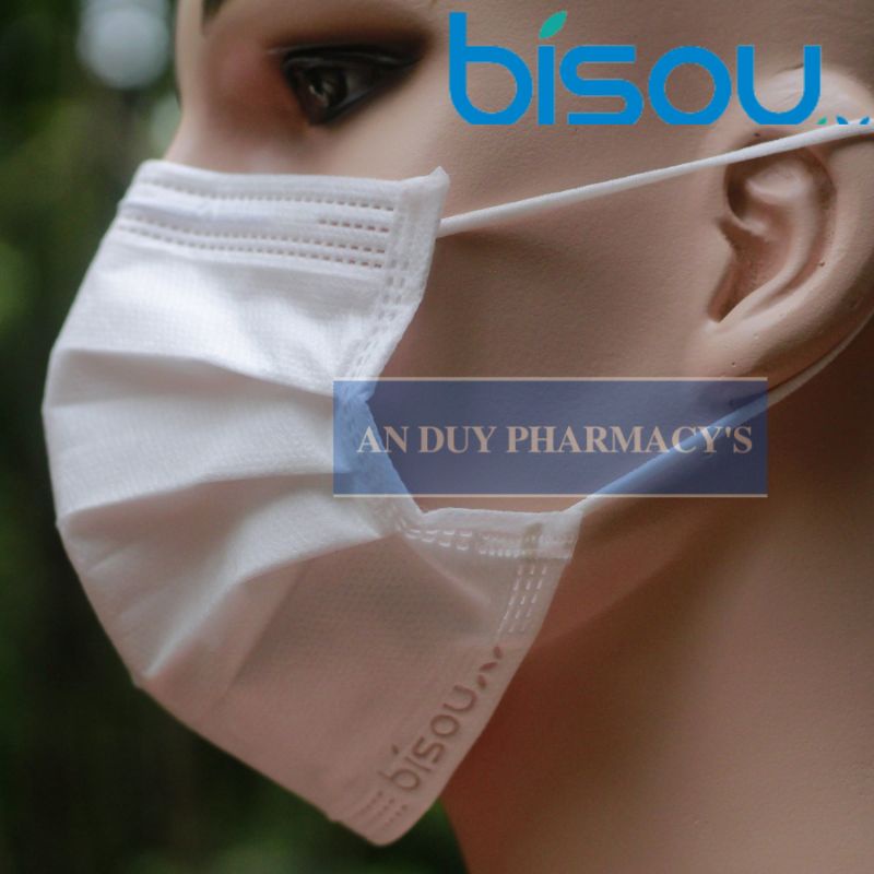 02 hộp khẩu trang 04 lớp kháng khuẩn Bisou màu trắng