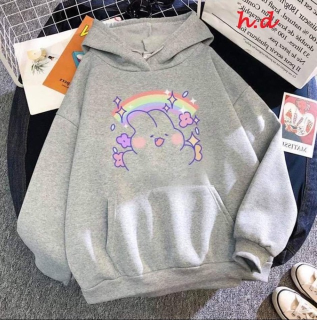 Áo hoodie thỏ cầu vồng HĐ11