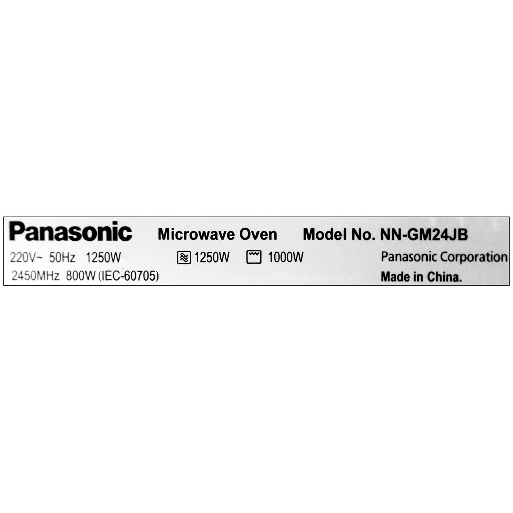 Hàng Chính Hãng Lò vi sóng có nướng Panasonic PALM-NN-GM24JBYUE 20 lít - 5 MỨC CÔNG SUẤT (Màu đen)