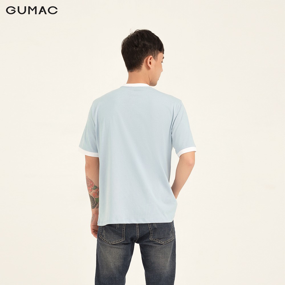[Mã WABRGD12 giảm 10% đơn 250K] Áo thun nam phối cổ GUMAC màu xanh, thiết kế basic thanh lịch ABB1157 | BigBuy360 - bigbuy360.vn