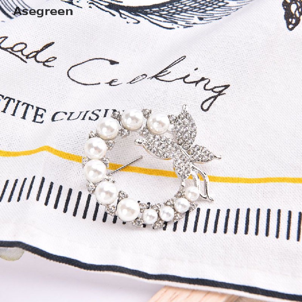 [Asegreen] Pearl and Rhinestone Circle Brooches For Baroque Trendy Elegant Butterfly Brooch Good goods